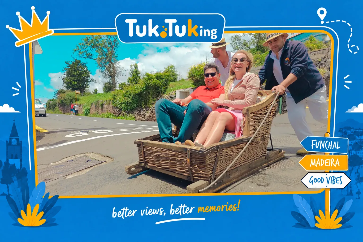 Monte Toboggan wicker sledge ride Madeira tuk tuk tour